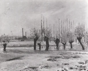 Ufer der Oise bei Pontoise, Schneeeffekt